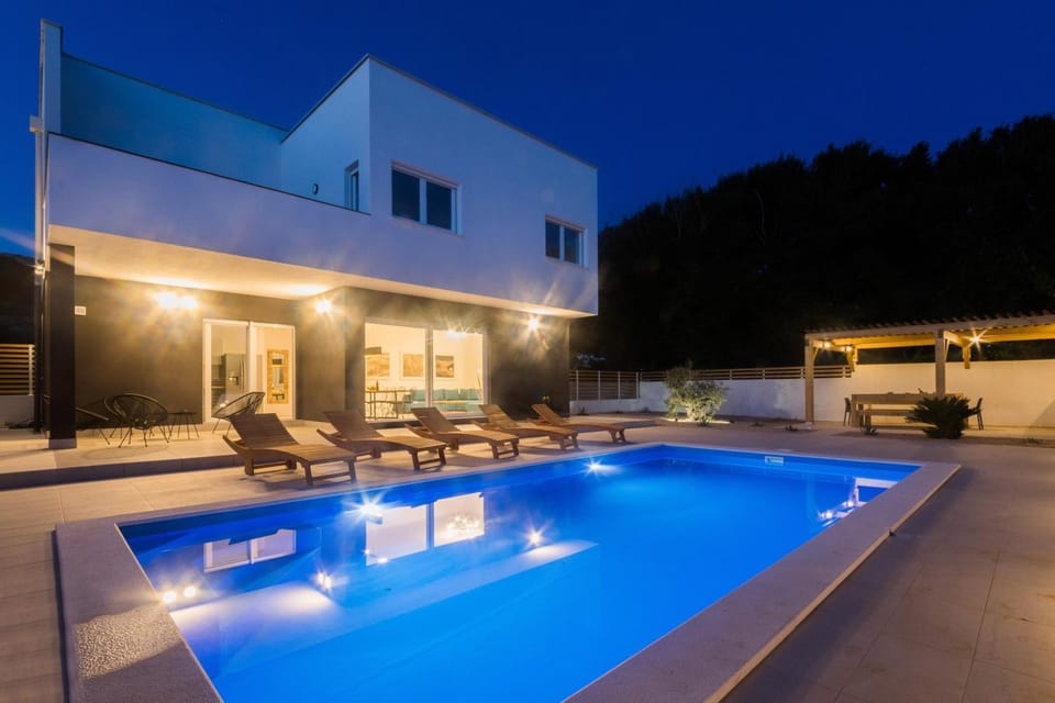 Property building, Swimming pool, Sunset