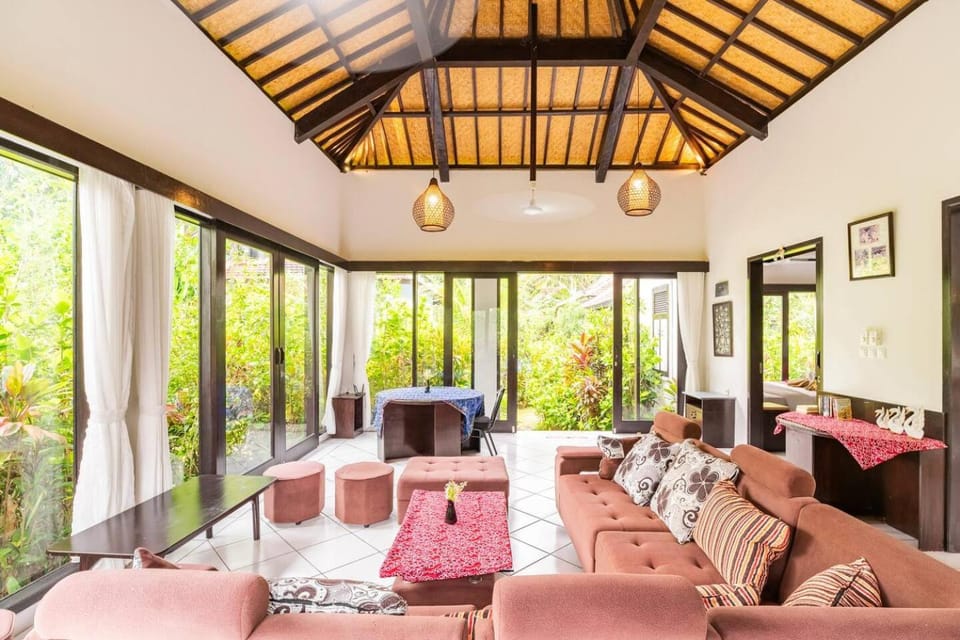 Living room, Seating area, Garden view