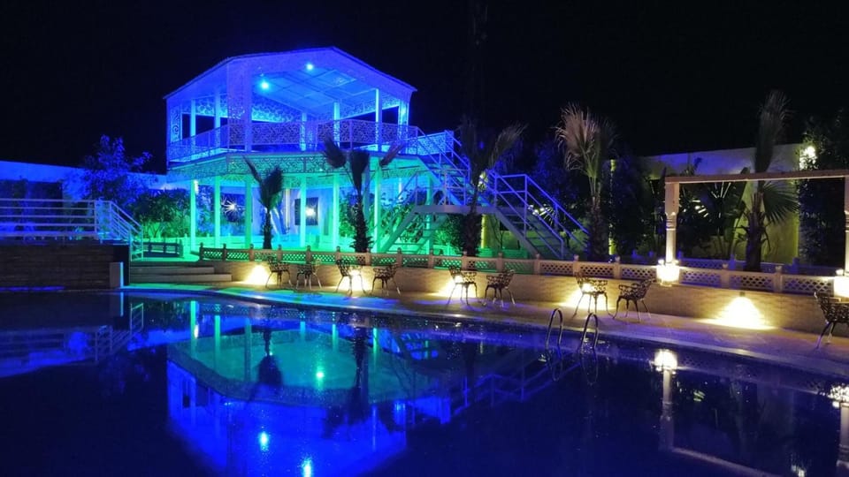 Night, Pool view, Swimming pool