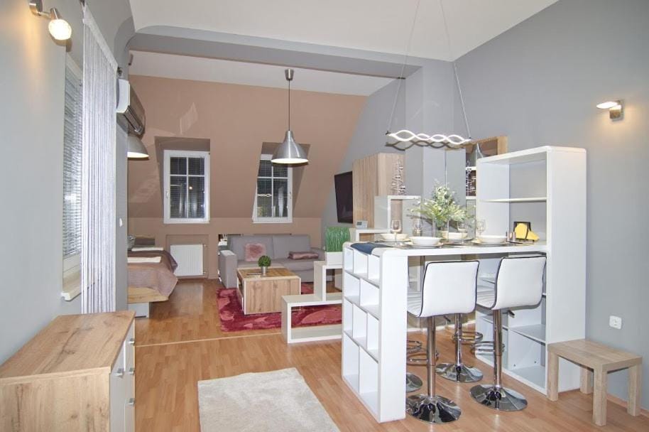 Kitchen or kitchenette, Living room, Dining area