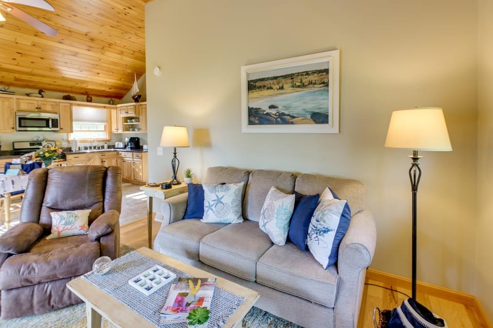 Waterfront Prospect Harbor Cottage: Yard, Fire Pit House in Birch Harbor
