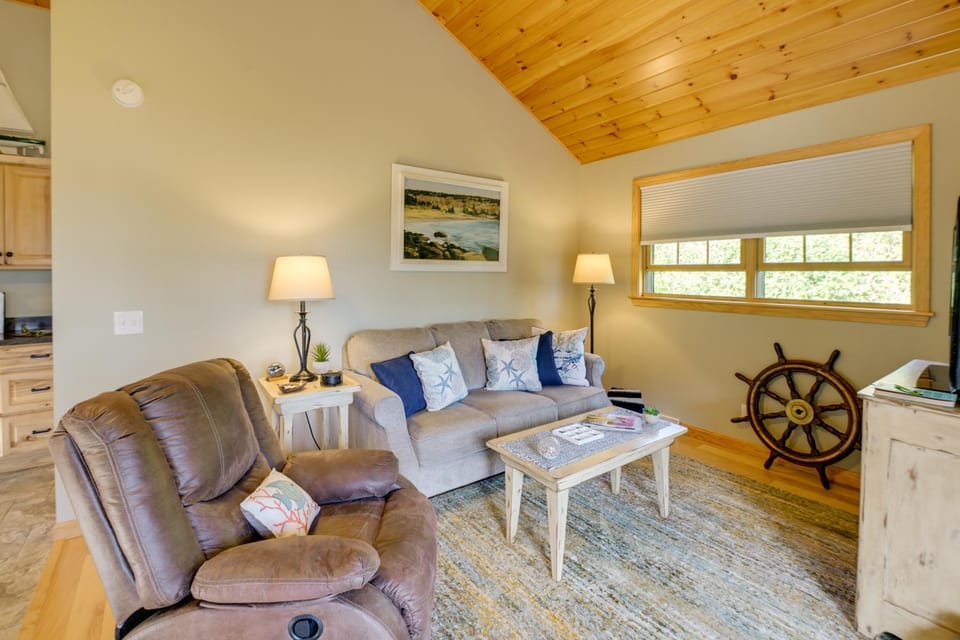 Waterfront Prospect Harbor Cottage: Yard, Fire Pit House in Birch Harbor