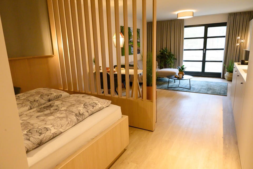 Bed, Living room, Photo of the whole room, Seating area, Bedroom