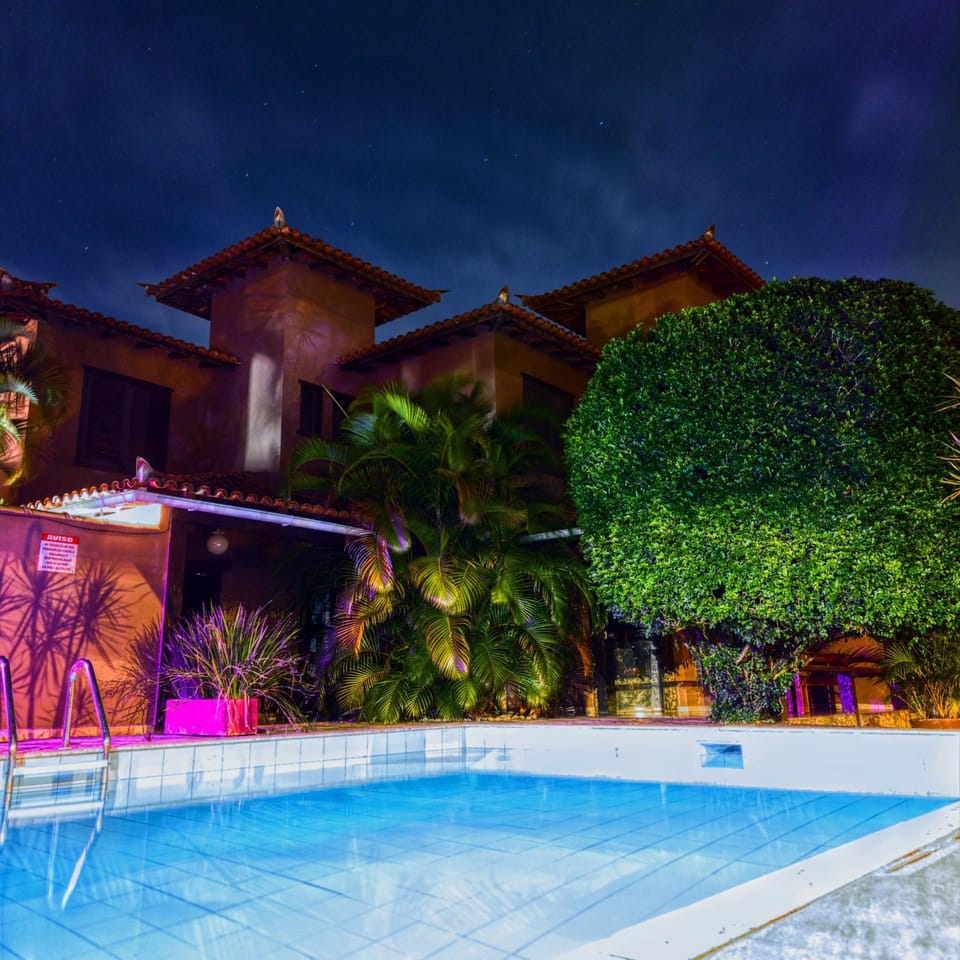 Property building, Night, Pool view, Swimming pool