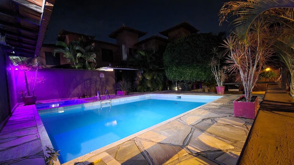 Property building, Night, Swimming pool