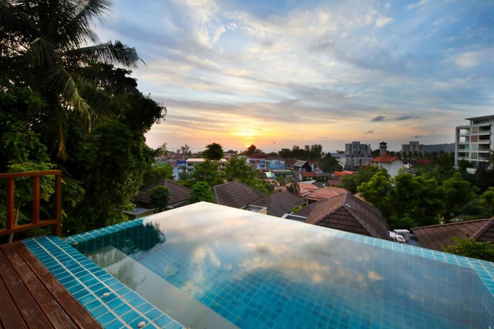 Pool view, Swimming pool, Sunset