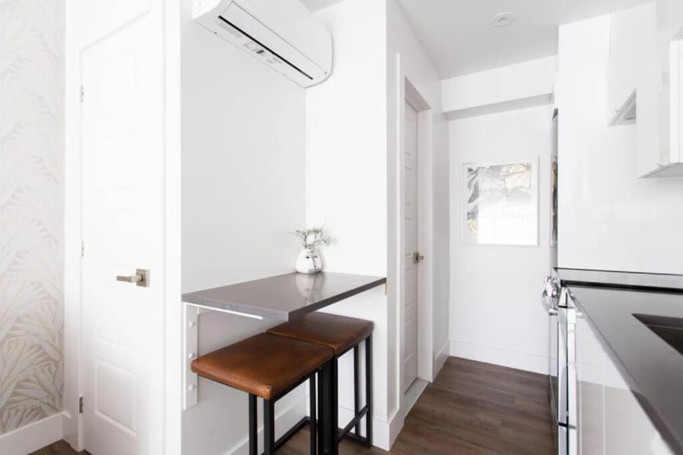 Kitchen or kitchenette, Dining area, oven, stove, air conditioner