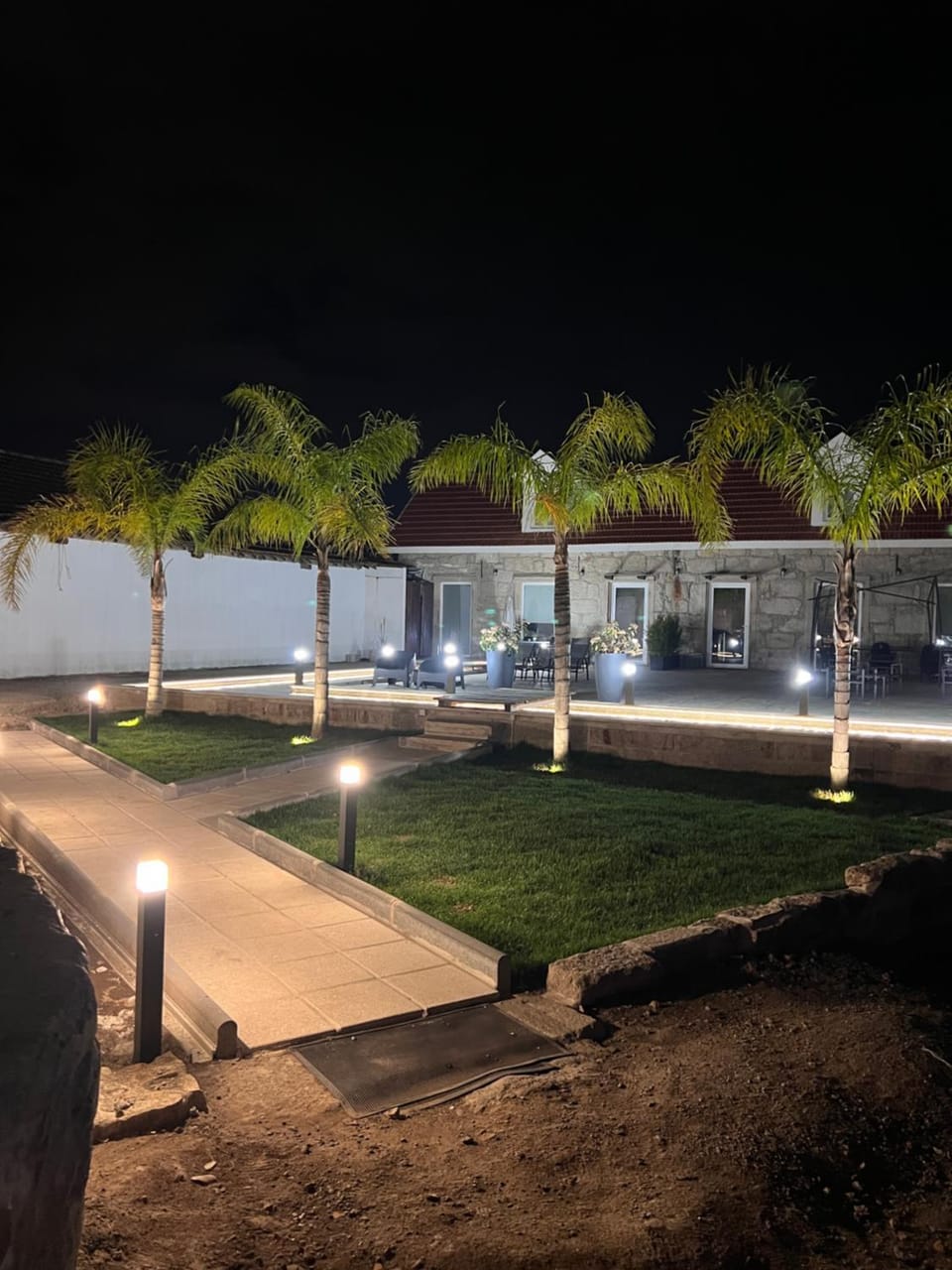Property building, Night, Garden, Garden view