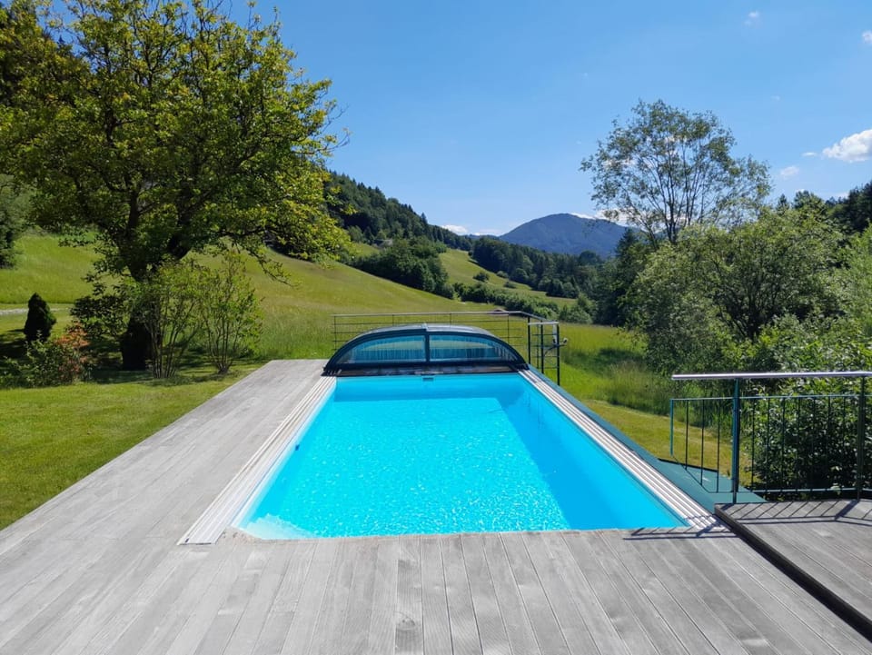 Spring, Day, Natural landscape, Mountain view, Pool view, Swimming pool