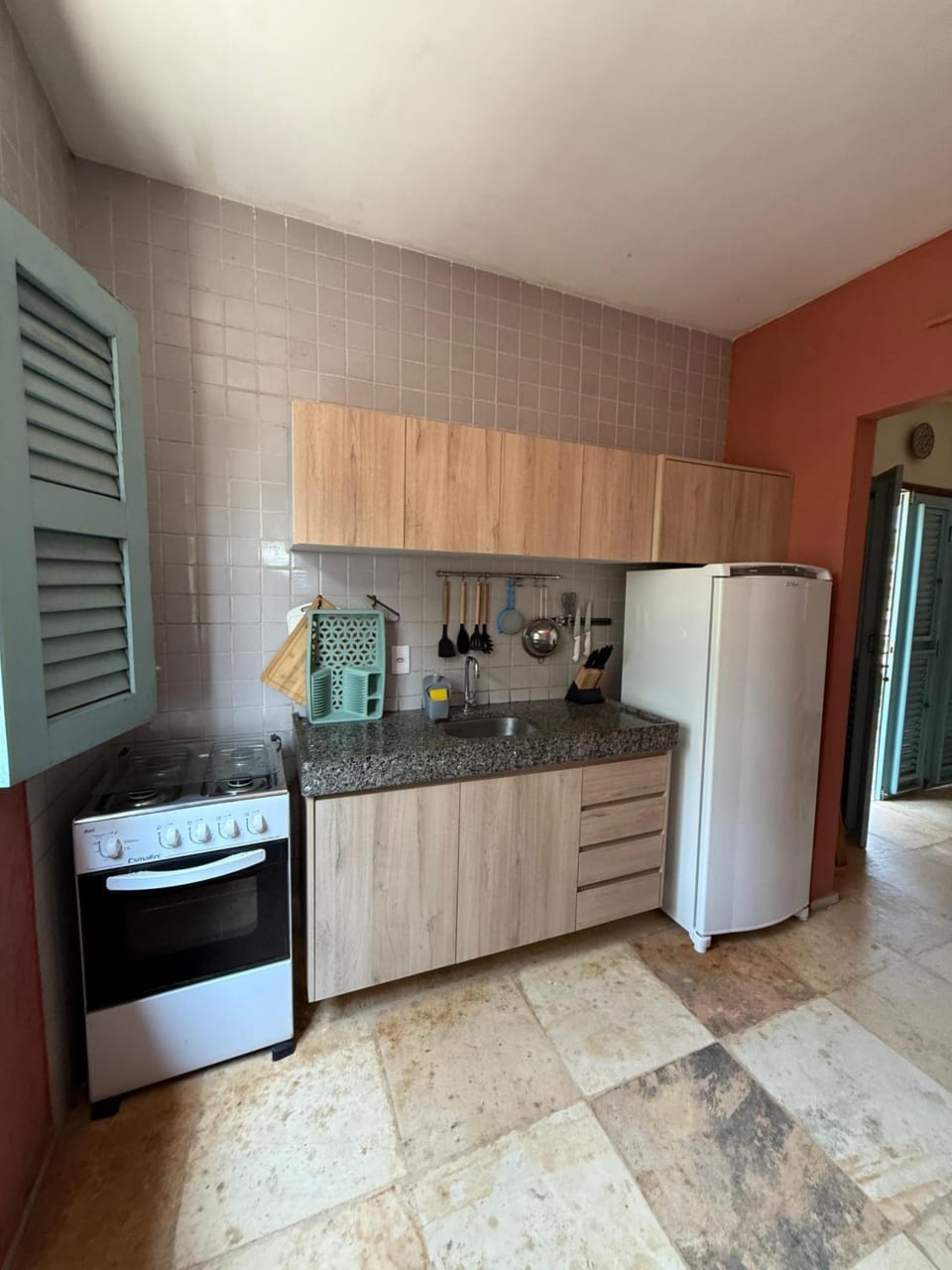 Kitchen or kitchenette, stove, kitchen