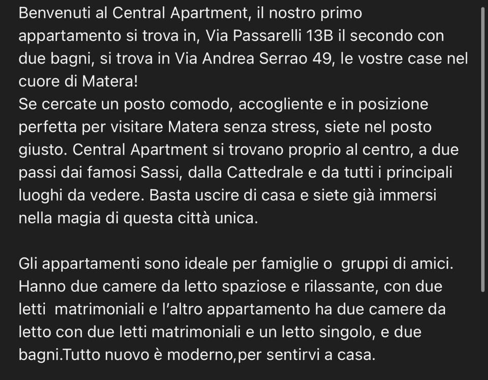 Central Apartment Apartment in Matera