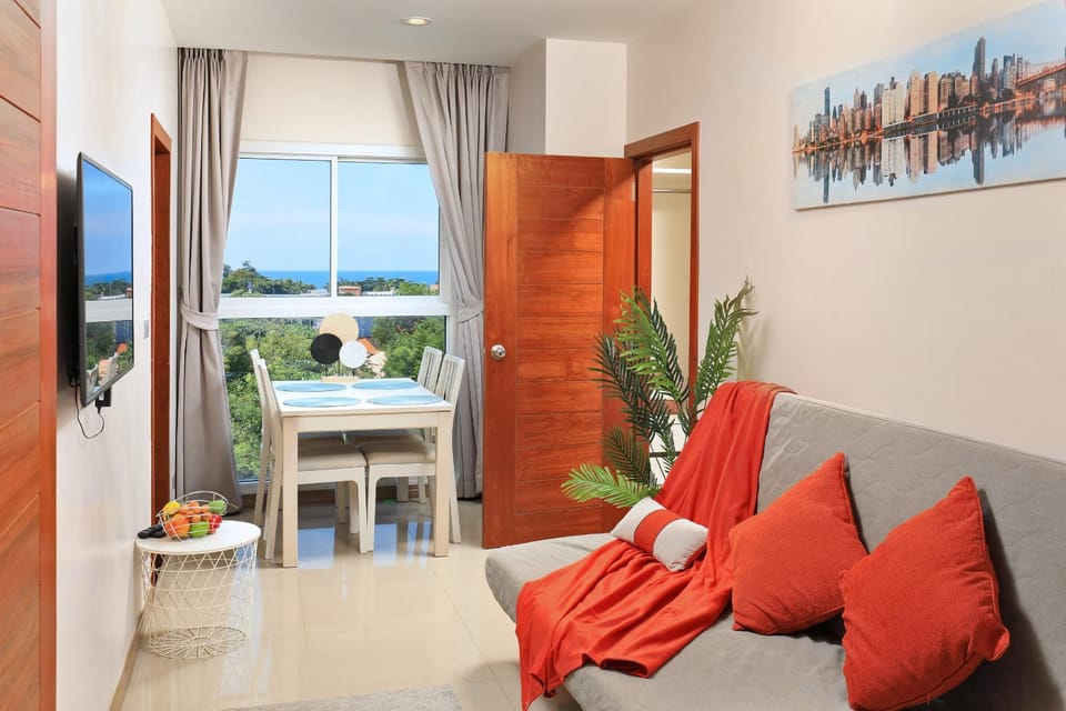 Living room, Dining area, Sea view