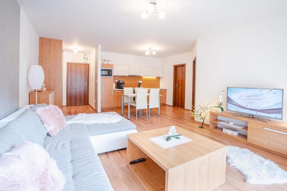 TV and multimedia, Kitchen or kitchenette, Living room, Photo of the whole room, Seating area