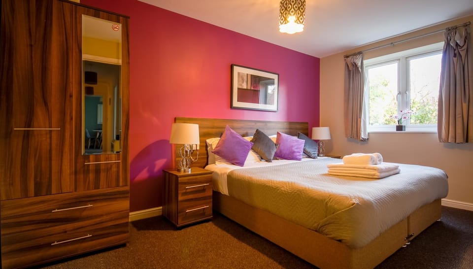 Bed, Photo of the whole room, Bedroom, towels, wardrobe