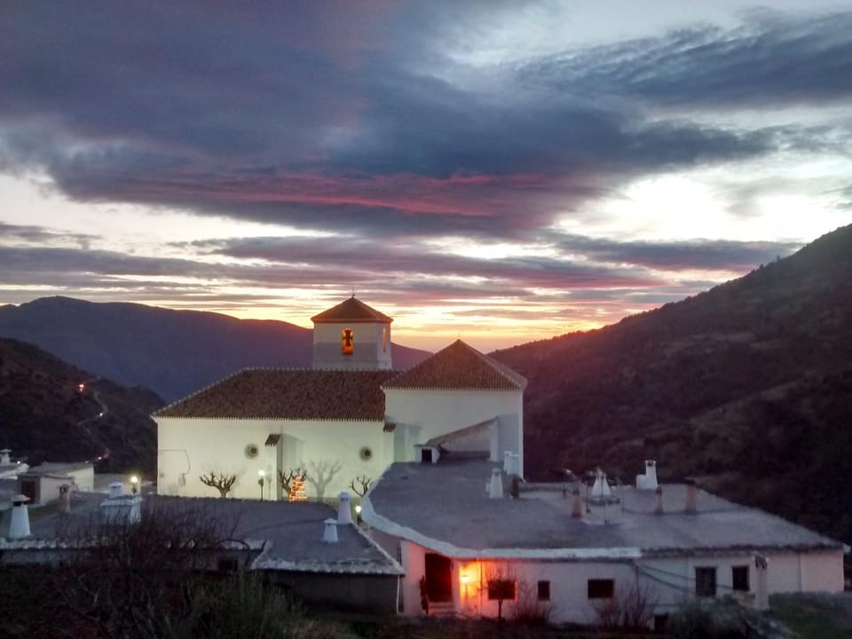 Neighbourhood, Natural landscape, Mountain view, Street view, Sunset