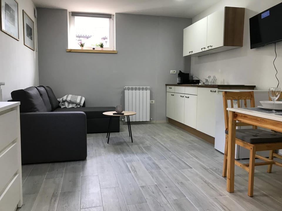 Kitchen or kitchenette, Living room, Dining area