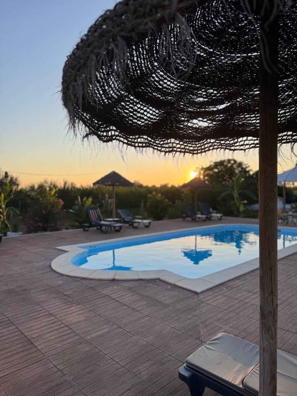 Pool view, Swimming pool, Sunset