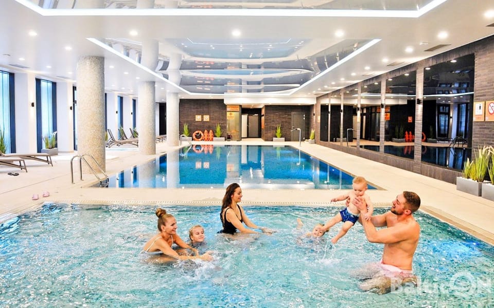 People, Swimming pool, children, group of guests, Family