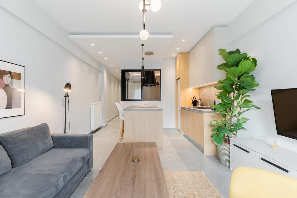TV and multimedia, Kitchen or kitchenette, Living room, Photo of the whole room, Seating area