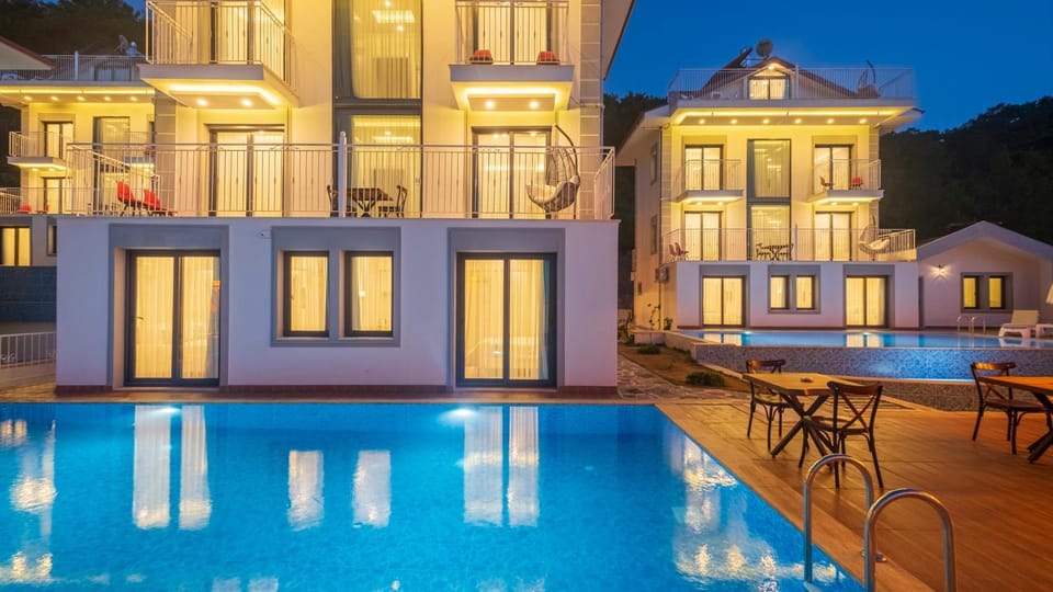 Property building, Swimming pool, Swimming pool, Sunset