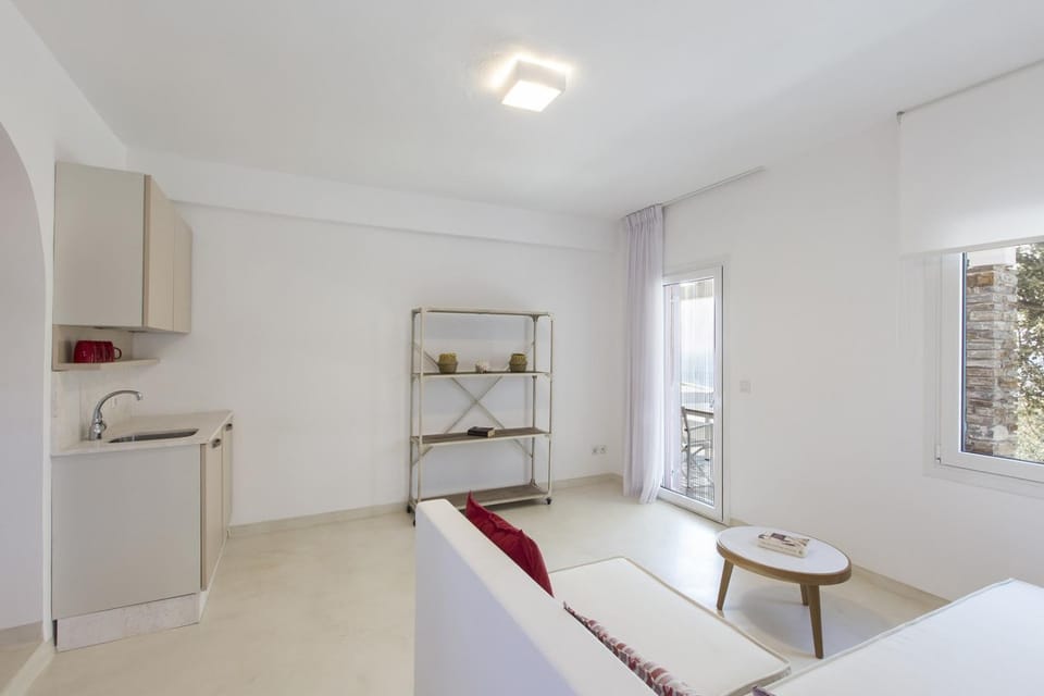 Kitchen or kitchenette, Living room, Seating area