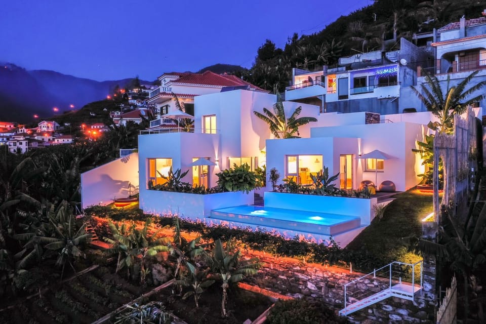 Property building, Night, Swimming pool, Swimming pool