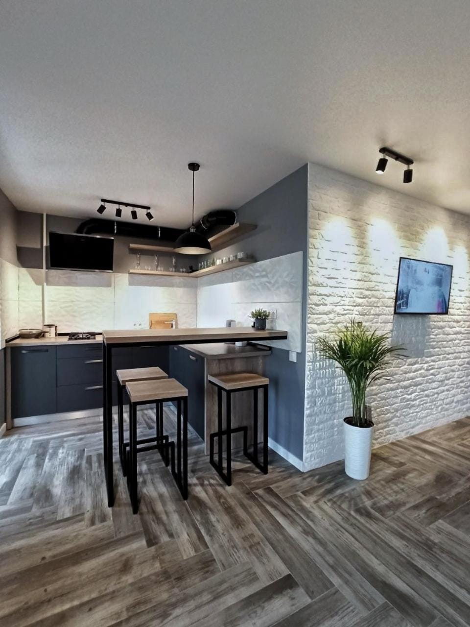 Kitchen or kitchenette, Dining area, stove
