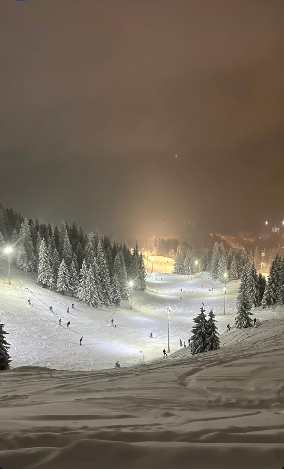 Night, Natural landscape, Winter, Skiing