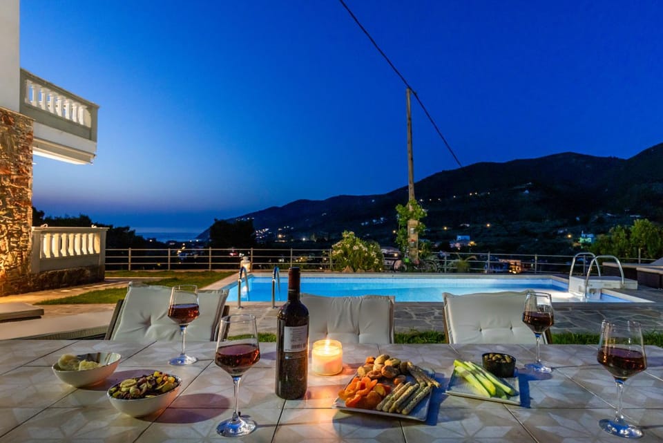 Patio, Night, Natural landscape, Pool view, Swimming pool