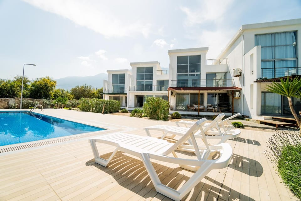 Property building, Pool view, Swimming pool, sunbed