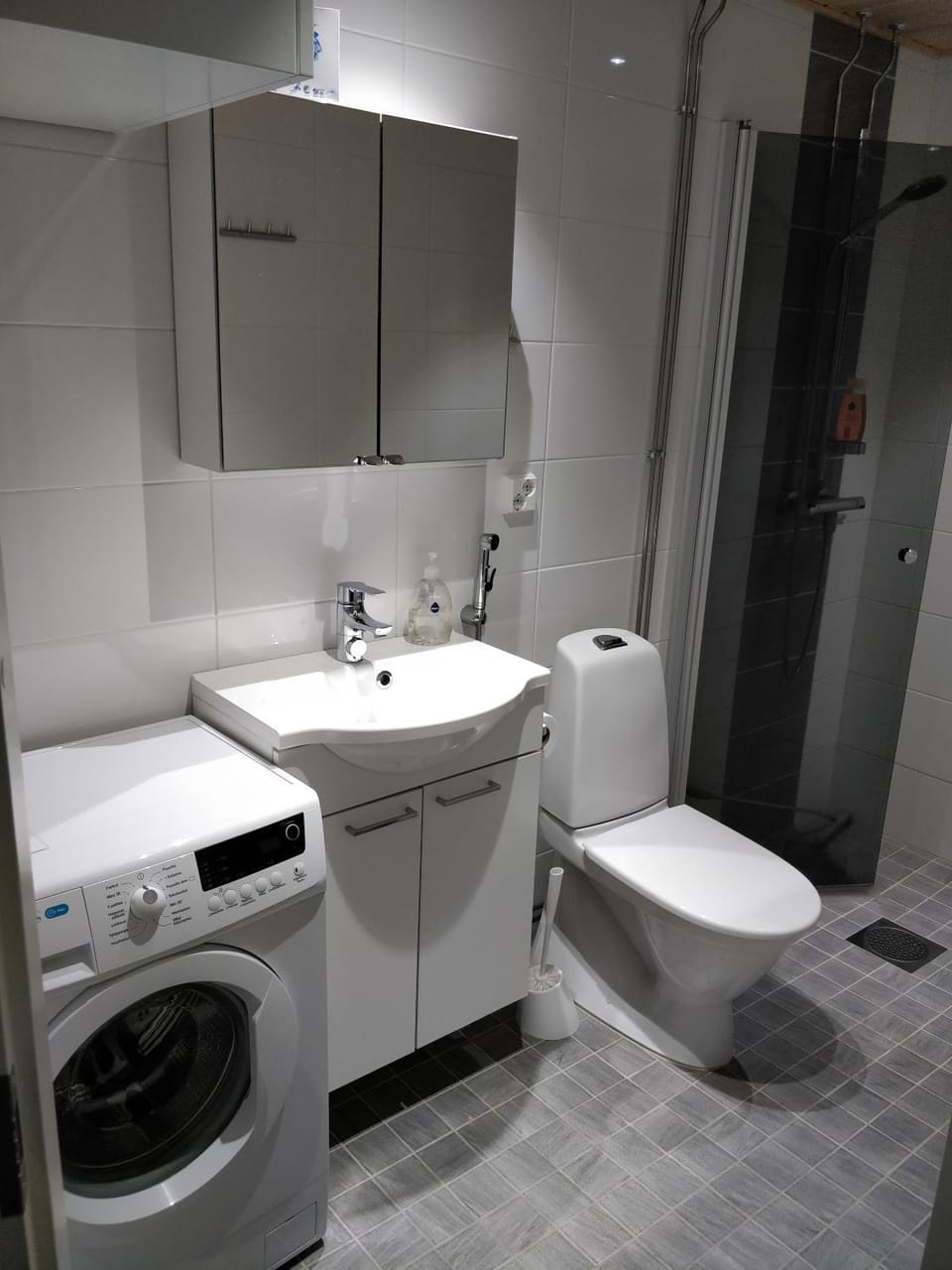 Toilet, Bathroom, towels, washing machine