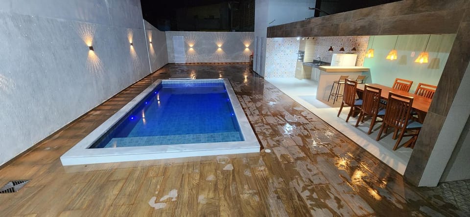 Night, Pool view, Swimming pool, Swimming pool
