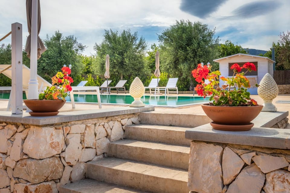 Swimming pool, sunbed