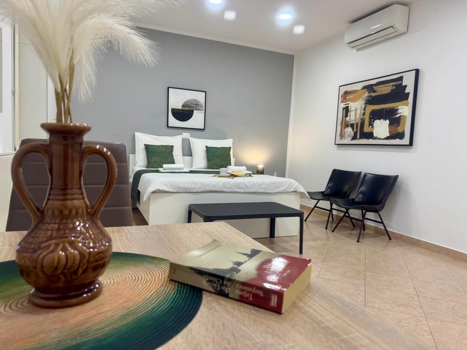 Bed, Photo of the whole room, Seating area, Bedroom, air conditioner