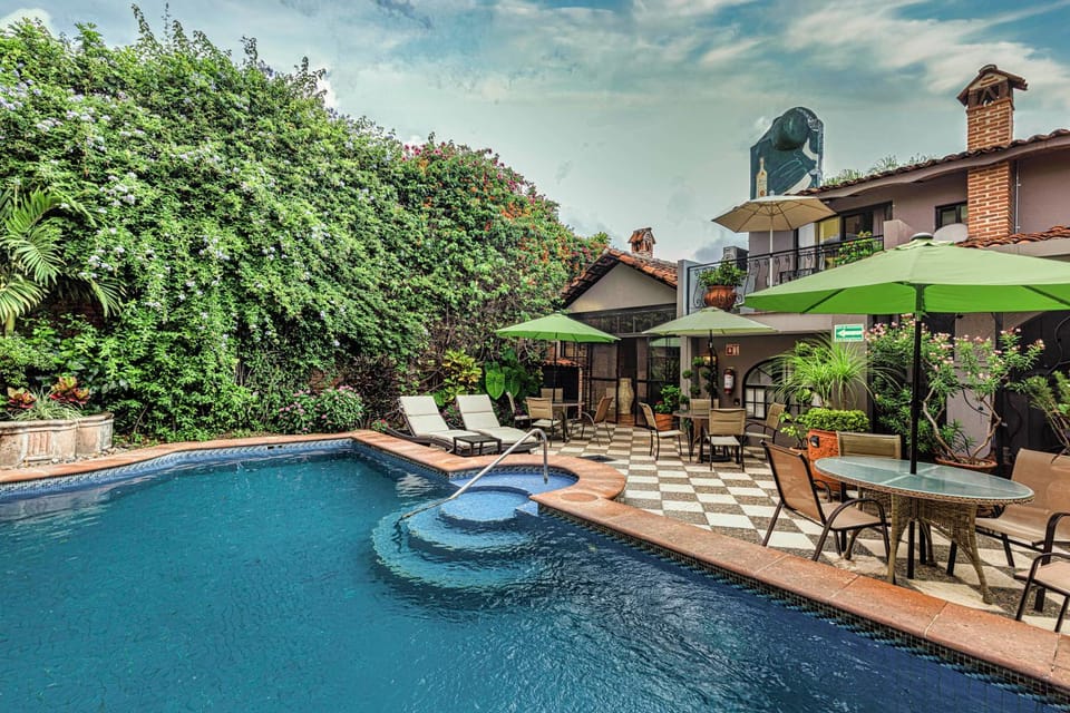 Patio, Spring, Pool view, Swimming pool, sunbed