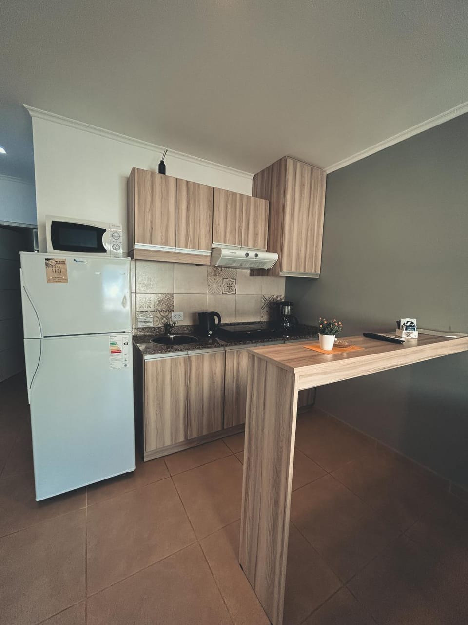 Kitchen or kitchenette, minibar, stove