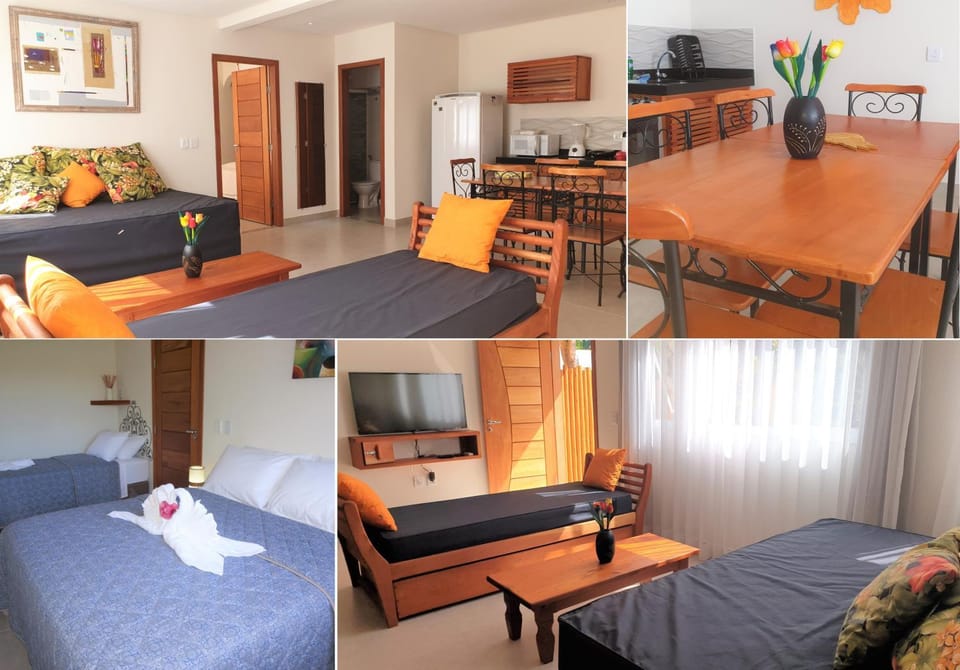 Bed, TV and multimedia, Kitchen or kitchenette, Living room, Photo of the whole room, Seating area, Dining area, Bedroom