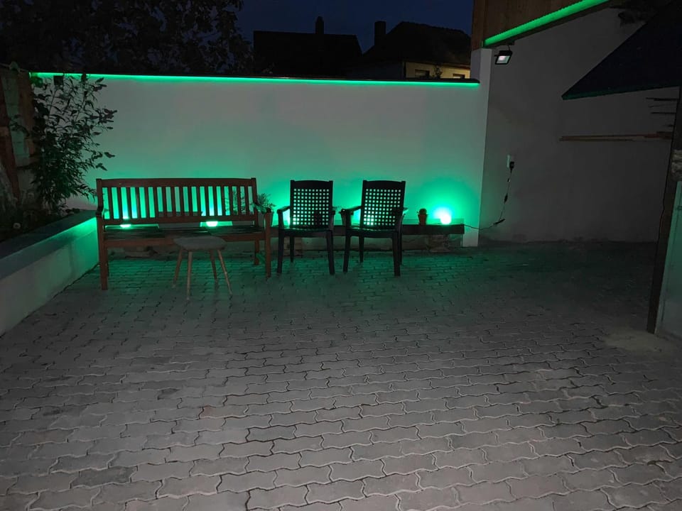 Property building, Patio, Garden, Seating area, Inner courtyard view
