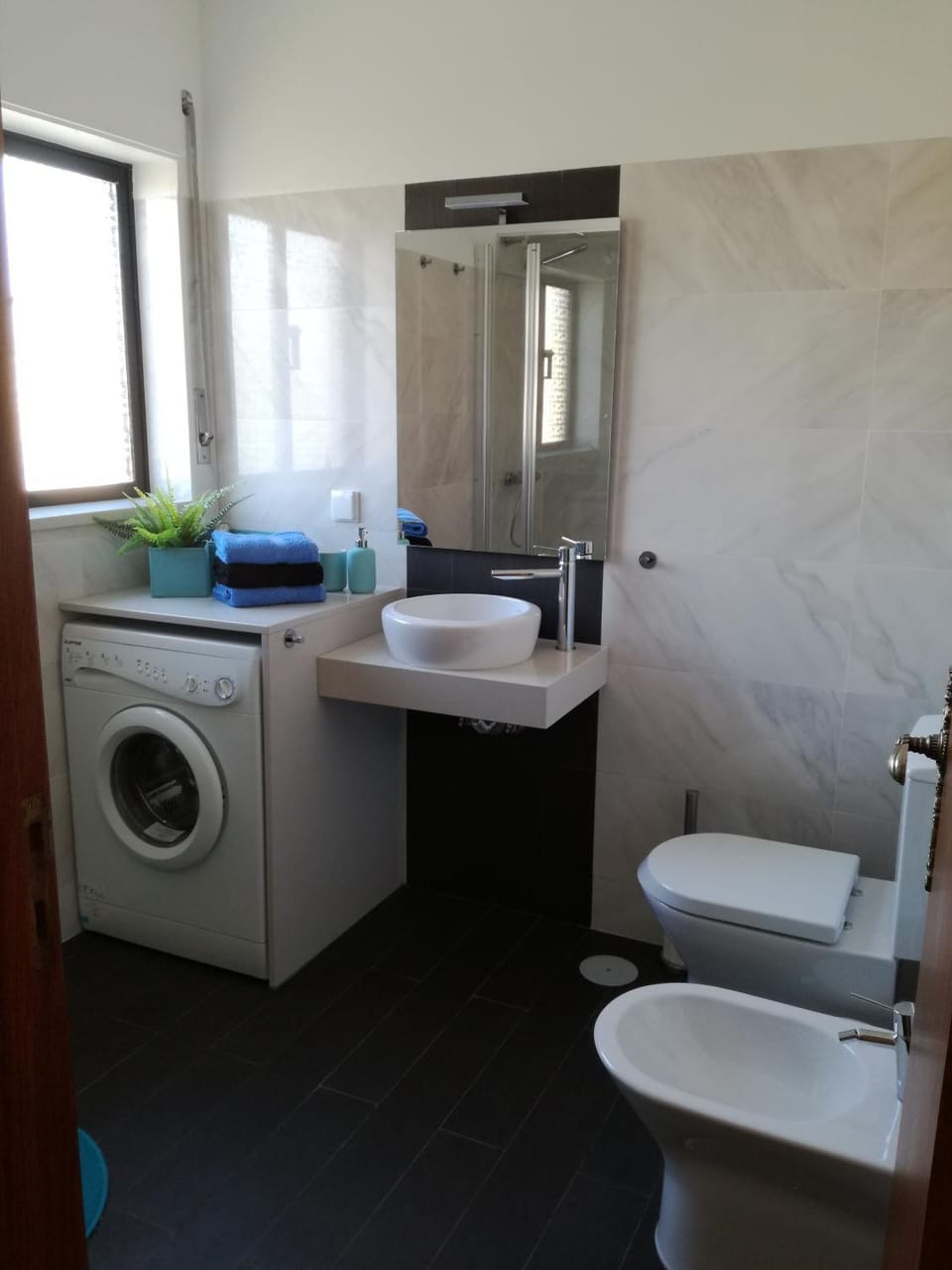 Bathroom, bidet, washing machine