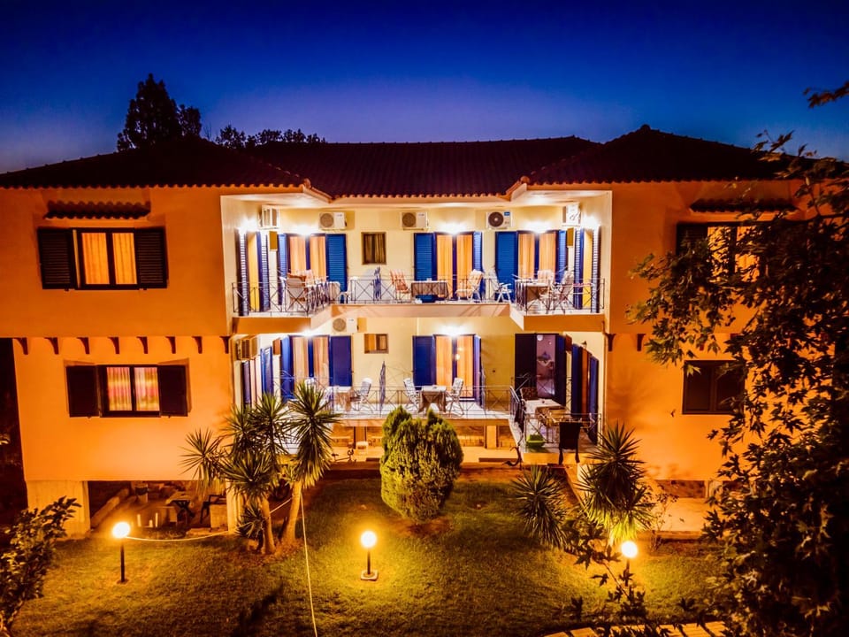 Property building, Night, Garden, Garden view