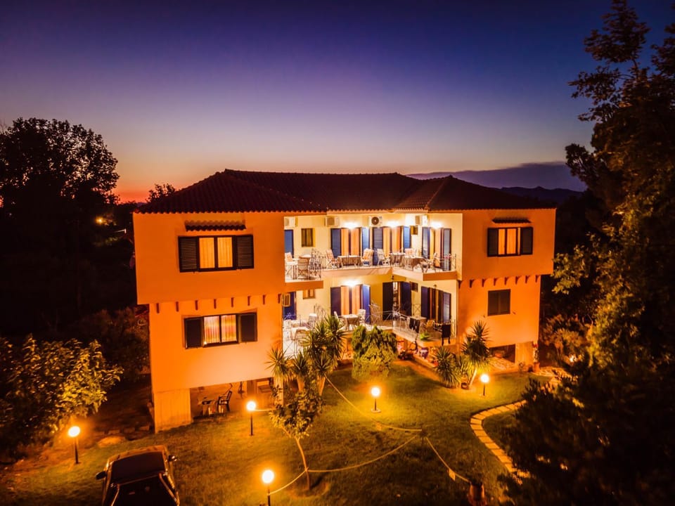 Property building, Night, Garden, Garden view