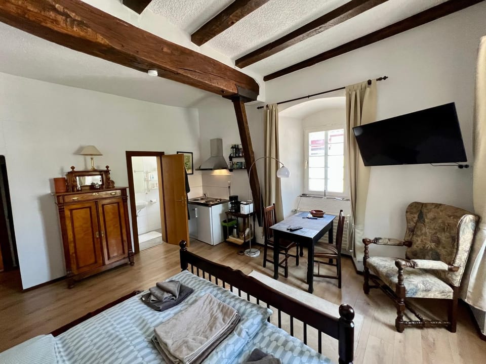 Communal lounge/ TV room, Bed, TV and multimedia, Living room, Photo of the whole room, Seating area, Bedroom