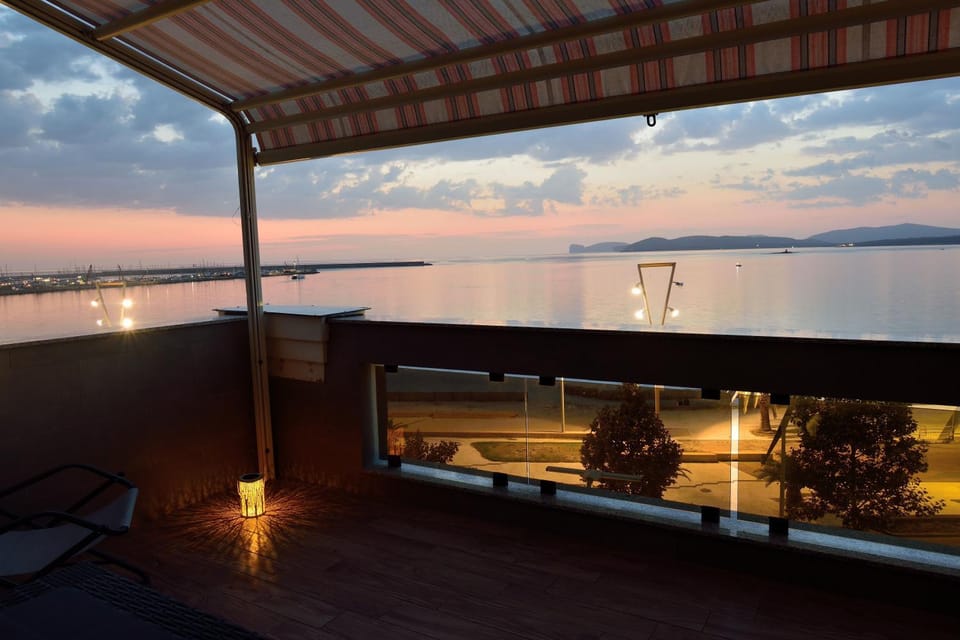 Bird's eye view, Balcony/Terrace, Sea view, Sunset