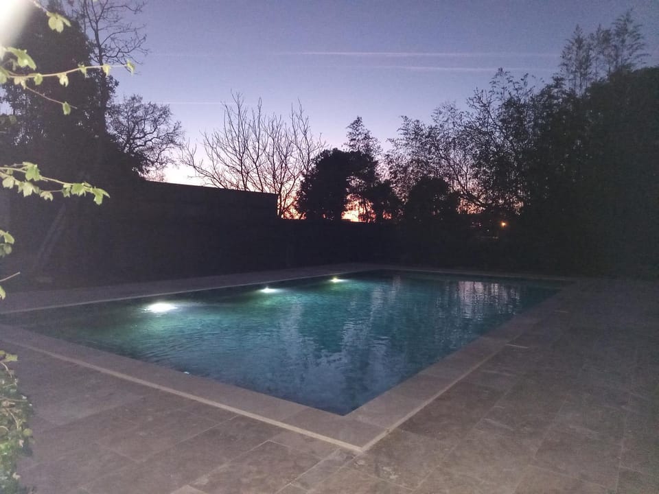 Night, Pool view, Swimming pool