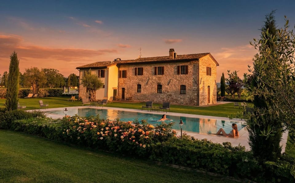 Property building, Spring, Day, Natural landscape, Garden, Garden view, Pool view, Swimming pool