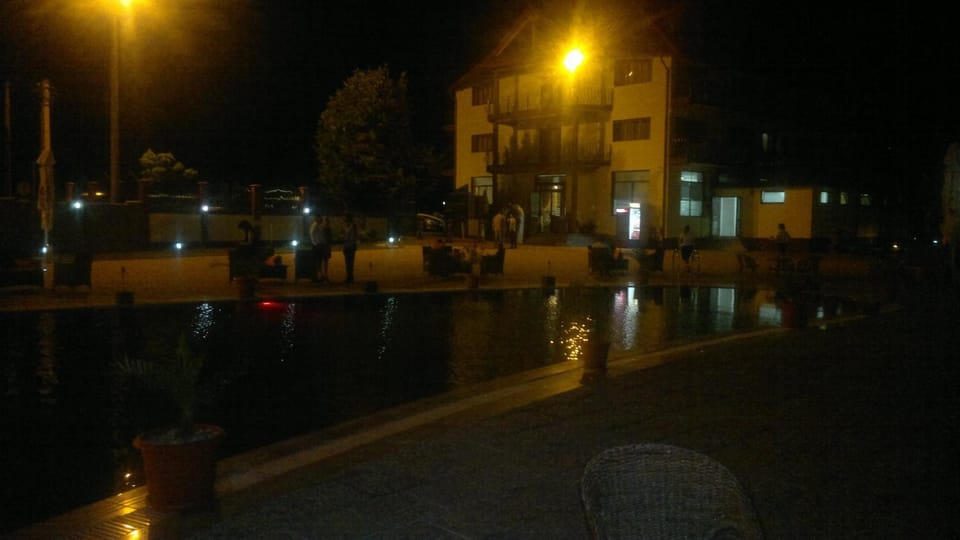 Property building, Night, Swimming pool
