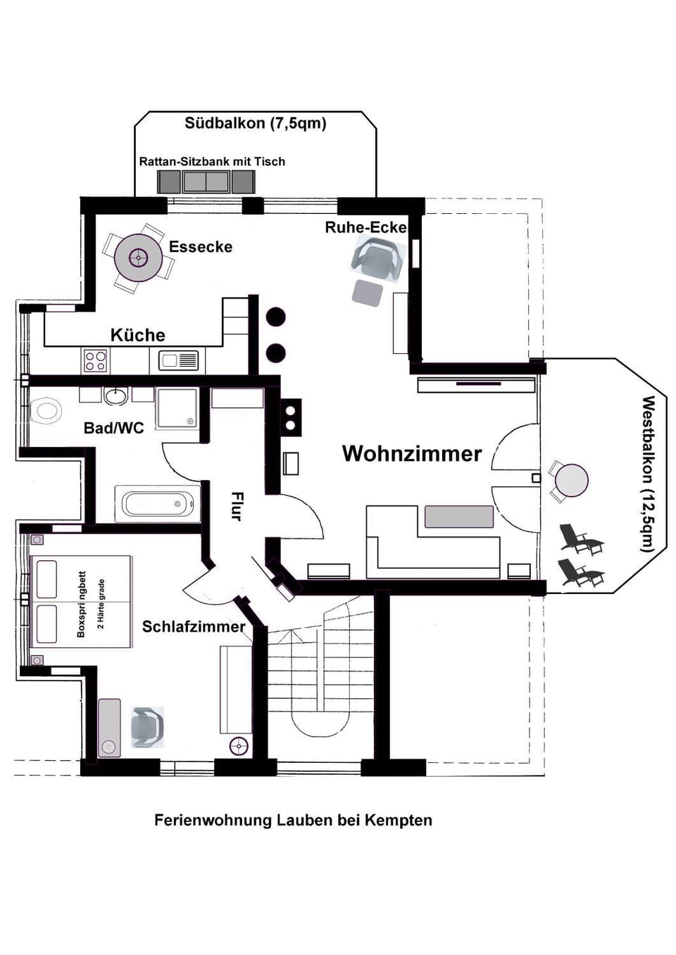 Schöne Ferienwohnung im Allgäu Lauben bei Kempten Urlaub Unterkunft FeWo Bergblick 70qm Apartment in Kempten