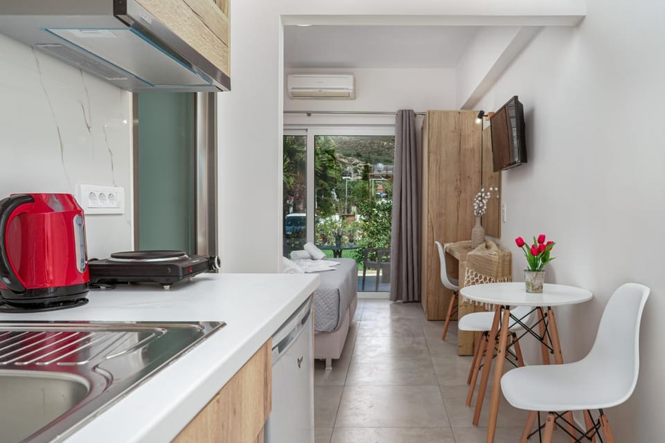 TV and multimedia, Kitchen or kitchenette, Dining area, stove, air conditioner