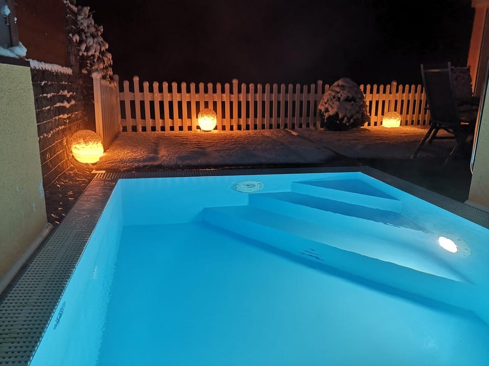 Winter, Garden, Swimming pool