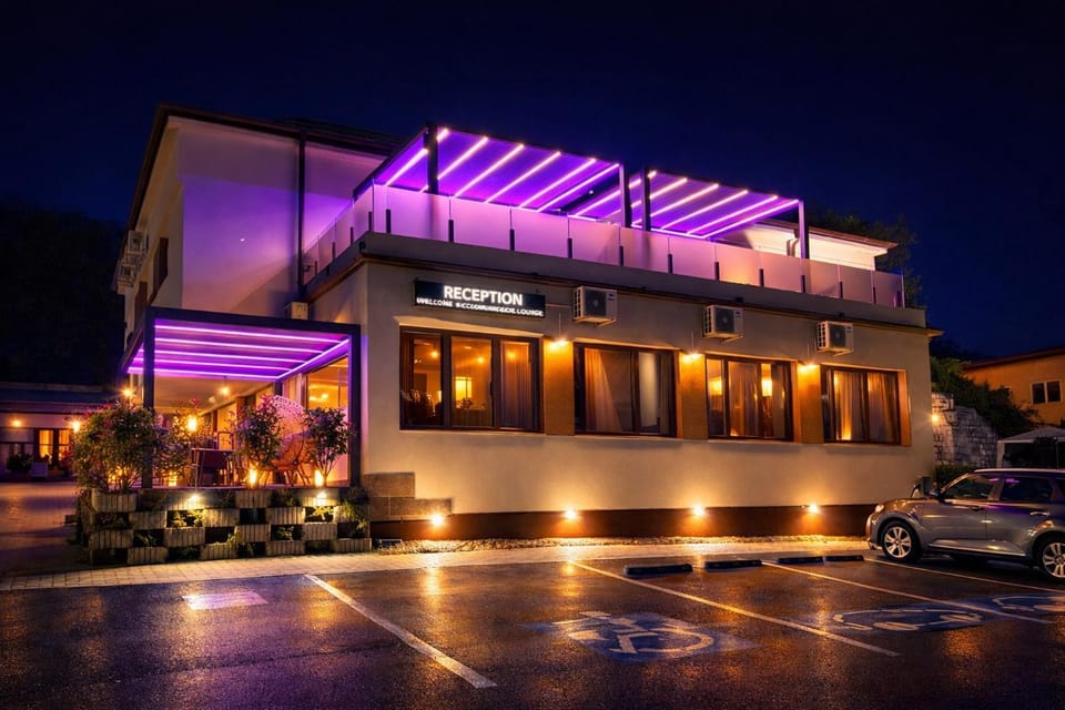 Property building, Night, Location, Parking